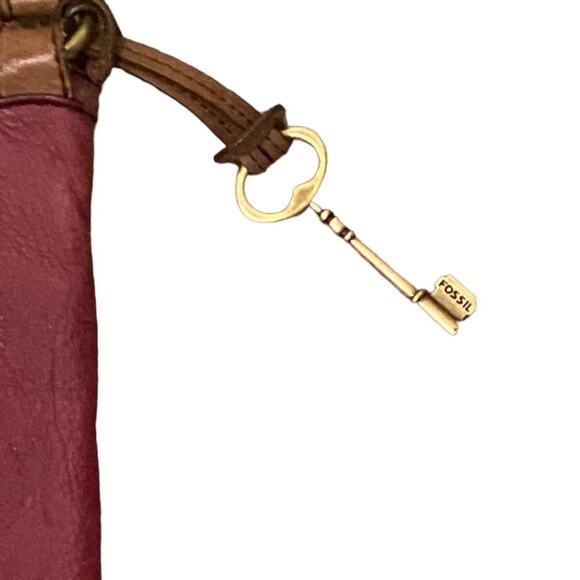 Fossil Burgundy Leather Cross Body Explorer Bag with Brass Hardware - Picture 5 of 7